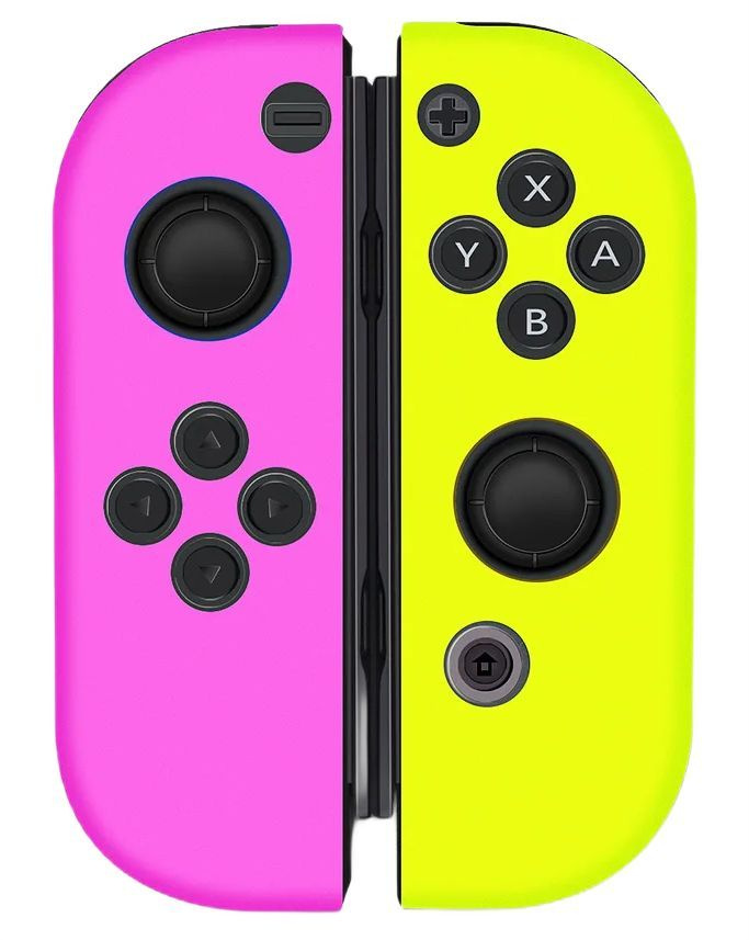 Силиконовые чехлы Switch Joy-Con Розовый+Желтый (2шт упаковка целофановый пакет)  #1