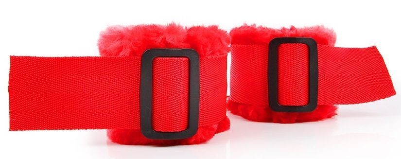 Красные меховые наручники на регулируемых черных пряжках Bior toys NTB-80577  #1