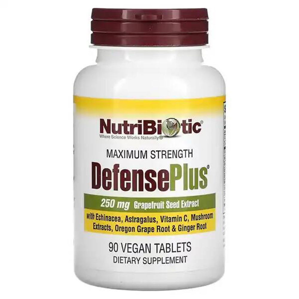 Экстракт семян грейпфрута пищевая добавка NutriBiotic, DefensePlus, 90 веганских таблеток  #1