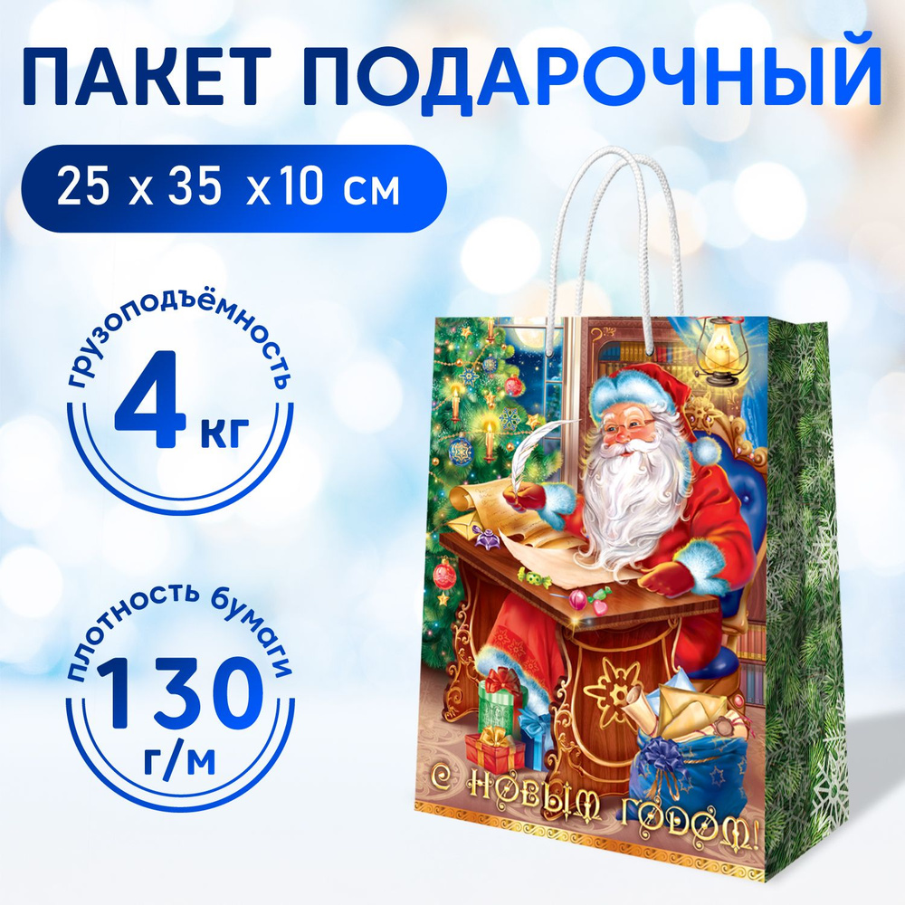 Пакет подарочный ND Play / Дед Мороз и Снегурочка-2, 250*350*100 мм, бумажный, 299369  #1