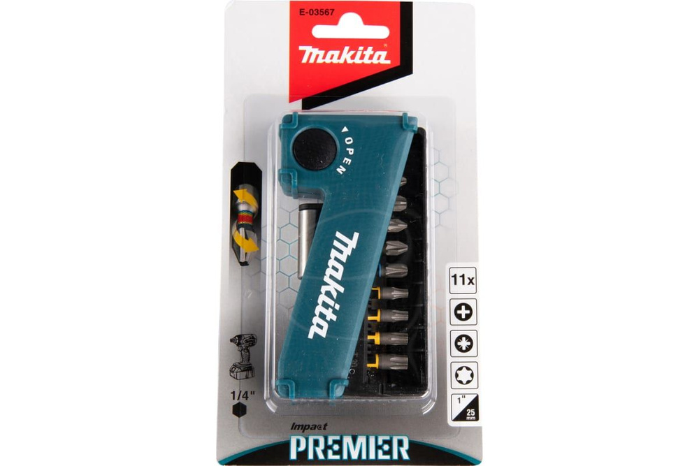 Набор насадок Impact Premier (11 шт.; 25 мм; C-form; PH, PZ, T; магнитный держатель) Makita E-03567  #1