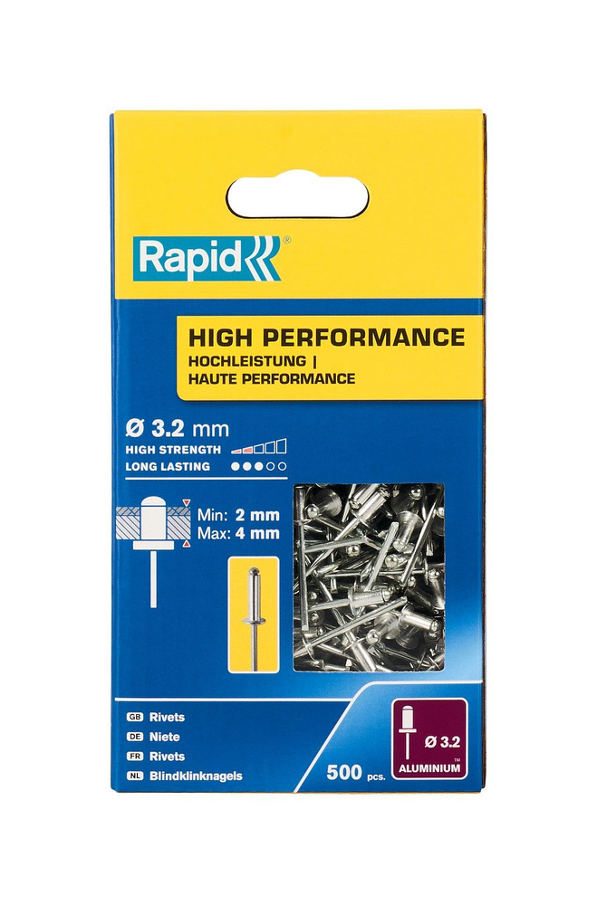 RAPID R:High-performance-rivet, 3.2 х 8 мм, 500 шт, алюминиевая высокопроизводительная заклепка (5001431) #1