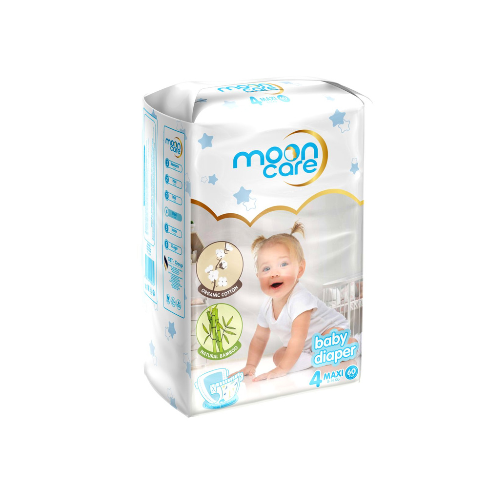 Подгузники для малышей Moon Care Maxi размер 4 (8-14 кг), 60 шт #1
