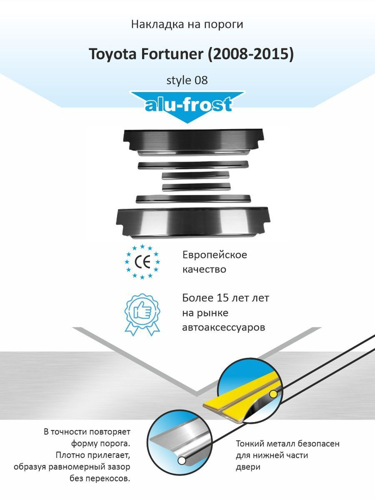 Накладки на пороги для Тойота Фортунер / для Toyota Fortuner (2008-2015) style 08  #1