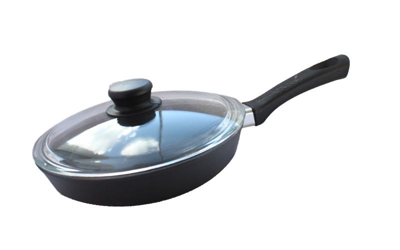 Сковорода чугунная 240х45 термообработанная со стеклянной крышкой (MANOLI)  #1