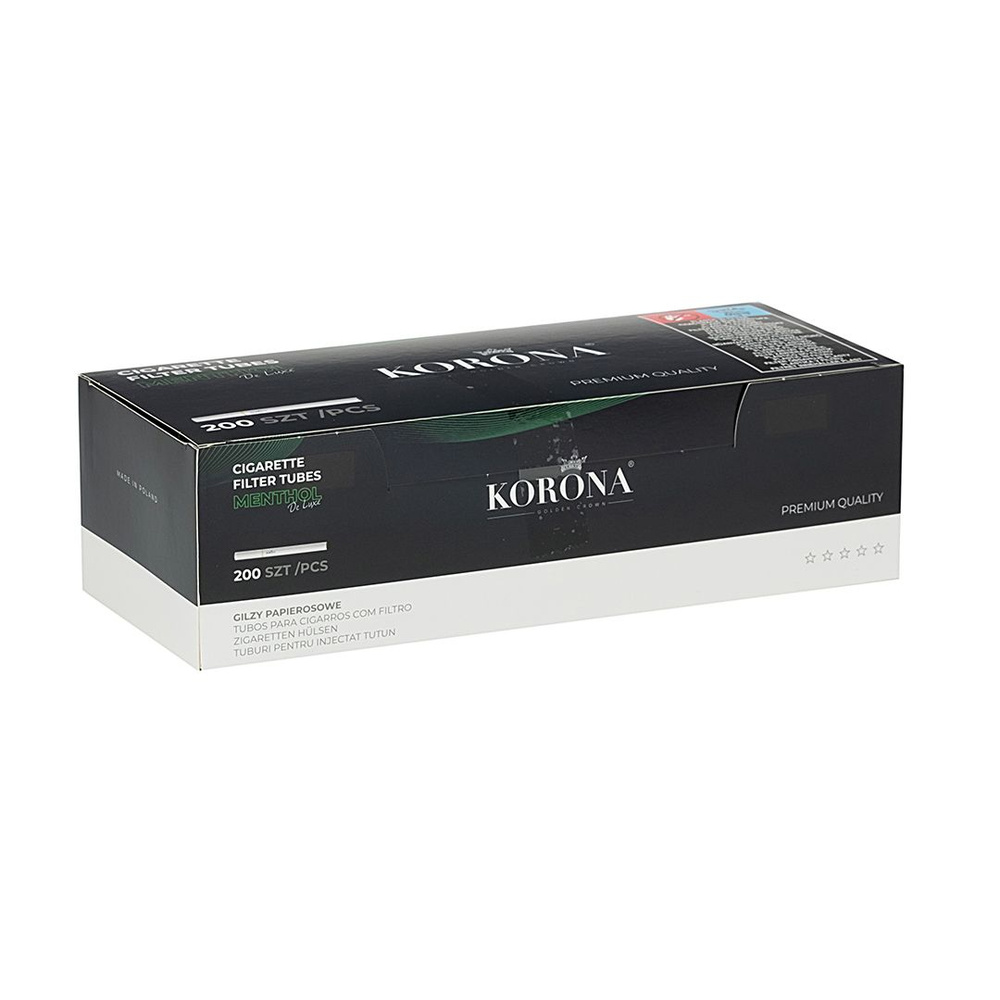 Сигаретные гильзы с ментоловым фильтром KORONa Menthol De Luxe 80/15/8мм 200 шт.  #1