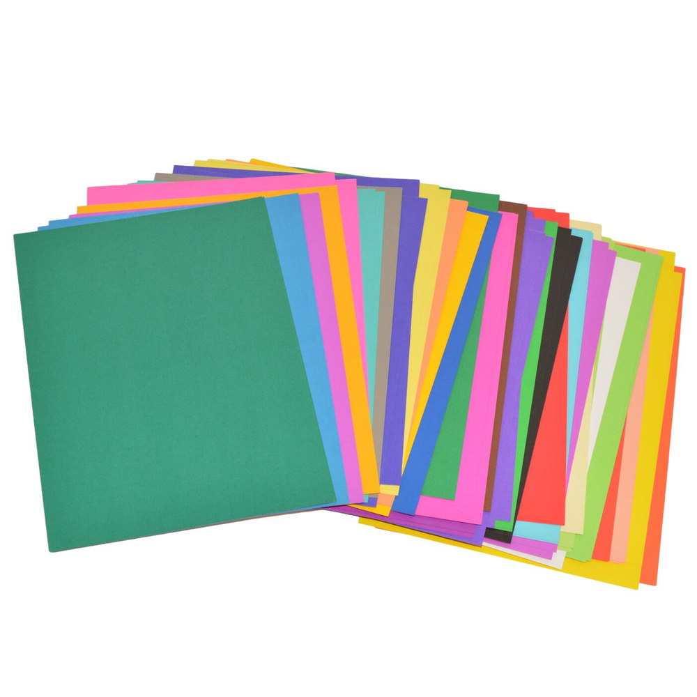 Цветной картон А3 30 цветов 60 листов 180 г/м тонированный в массе матовый немелованный двухсторонний #1