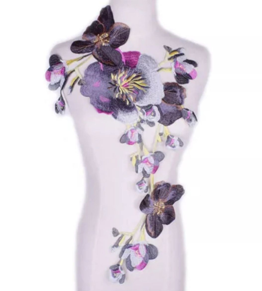 Декор пришивной для одежды радужные цветы 56*36 см #1