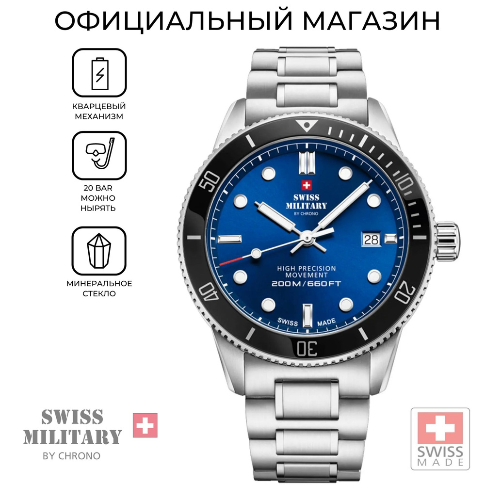 Мужские швейцарские сверхточные наручные часы Swiss Military by Chrono SM34088.02 с гарантией  #1