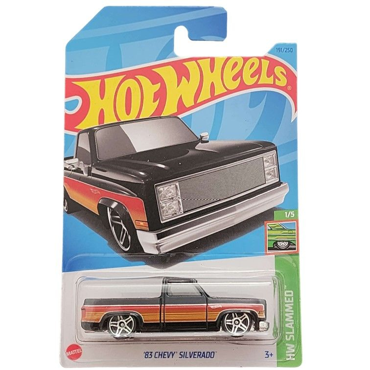 HKJ06 Машинка металлическая игрушка Hot Wheels коллекционная модель 83 Chevy Silverado черный;красный #1