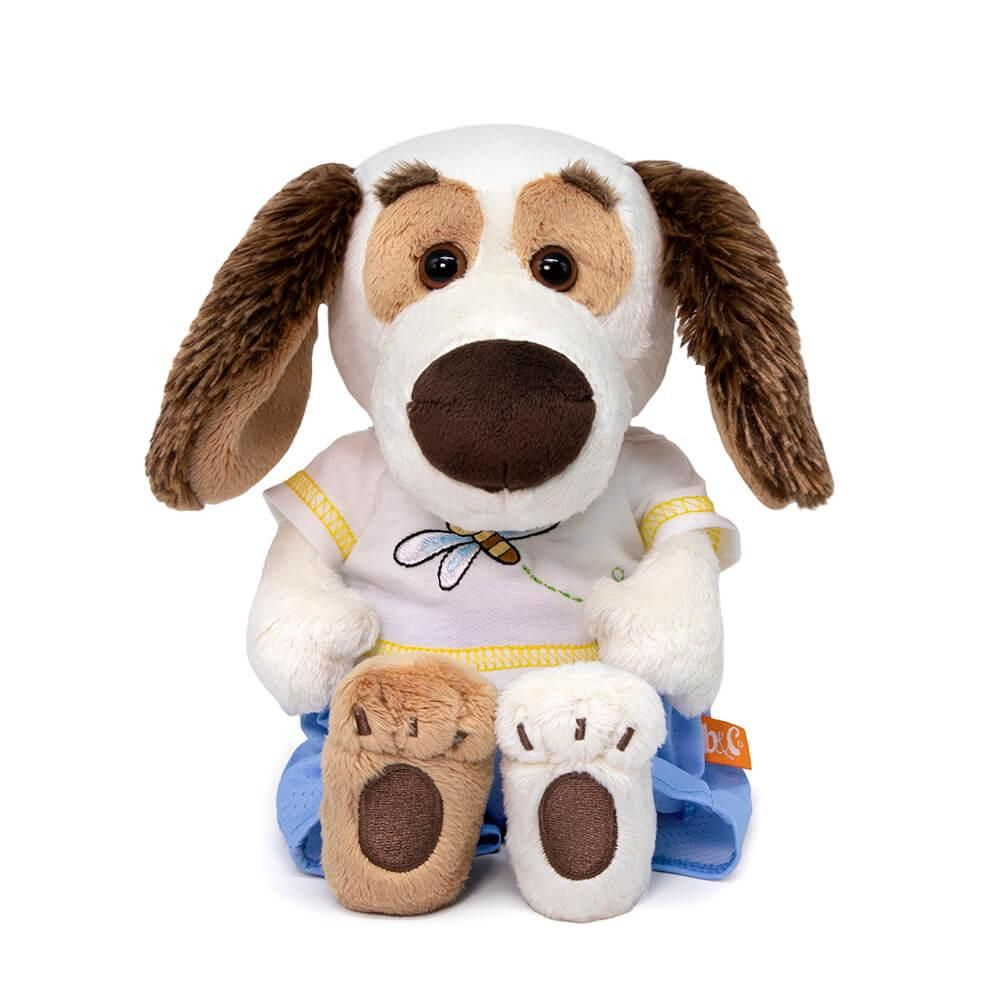 Мягкая игрушка BUDI BASA Собака Бартоломей BABY в футболке со стрекозой 20 см  #1