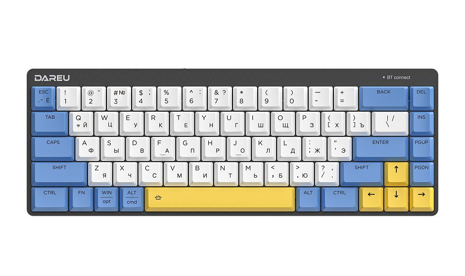 Игровая беспроводная клавиатура Dareu EK868 White/Blue/Yellow Brown Switch. Уцененный товар  #1