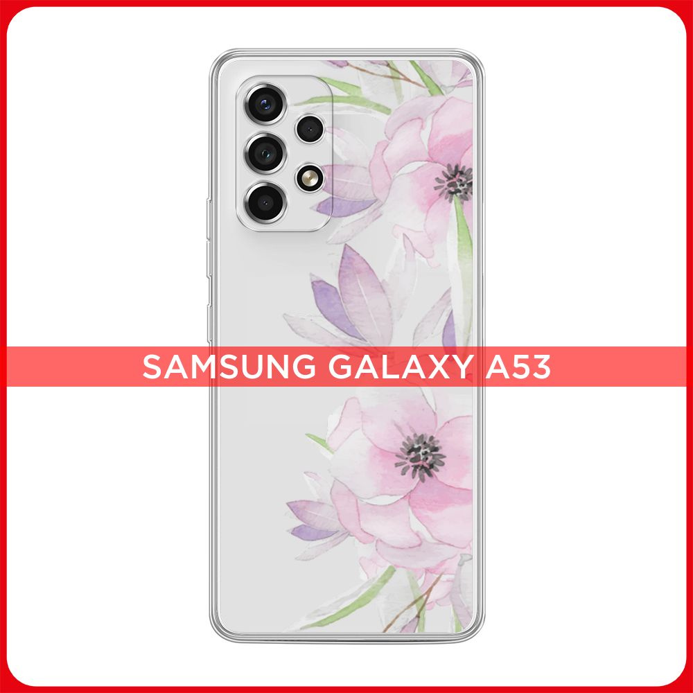 Силиконовый чехол на Samsung Galaxy A53 5G / Галакси А53 5G Нежные анемоны, прозрачный  #1