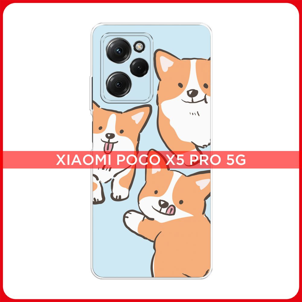 Силиконовый чехол на Xiaomi Poco X5 Pro 5G / Сяоми Поко X5 Про 5G Милые корги  #1