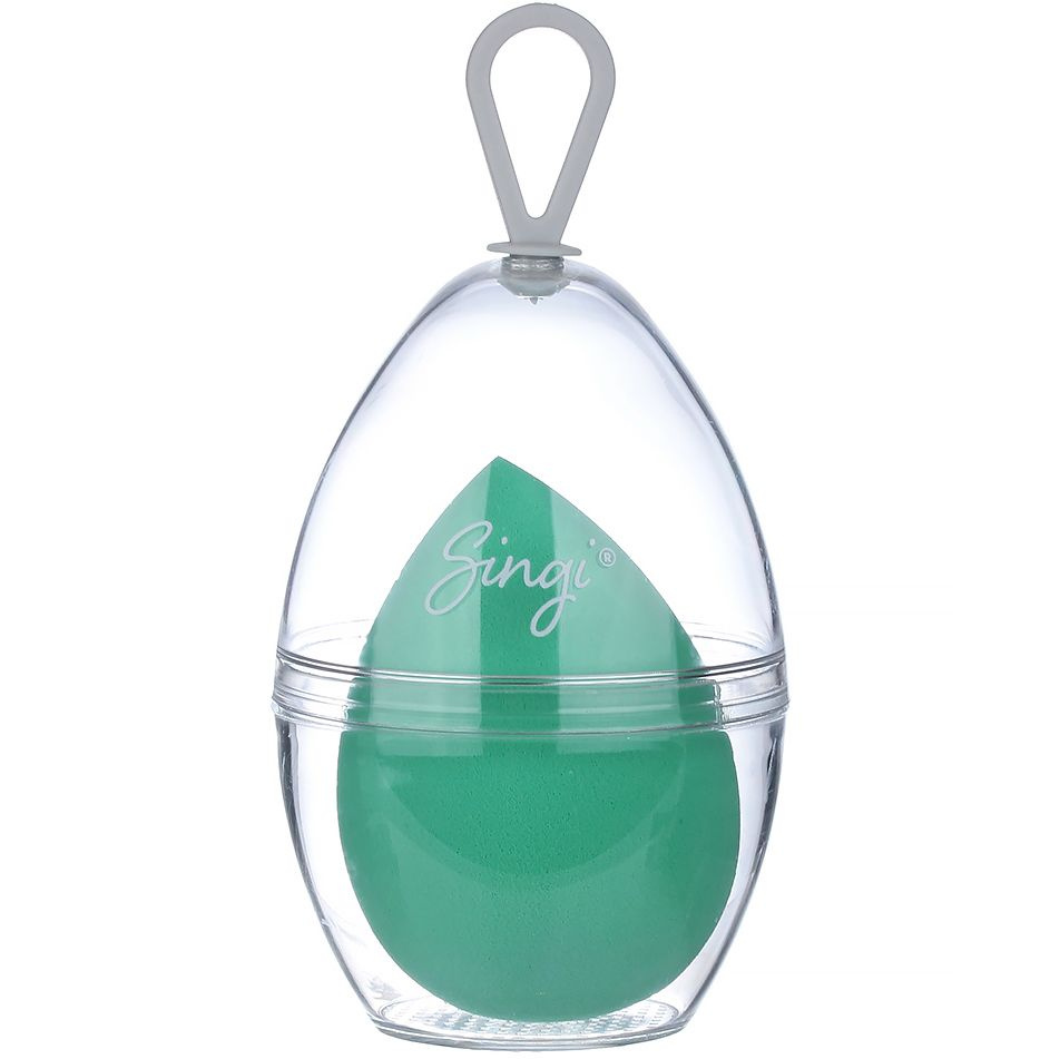 Singi Спонж косметический для макияжа лица яйцо зелёный Green, в упаковке 6 см  #1