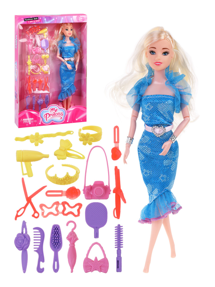 Кукла для девочки с длинными волосами в платье, 28 см #1