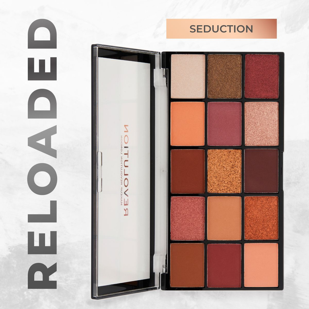 MAKEUP REVOLUTION Тени для век RELOADED PALETTE Seduction, палетка для глаз: матовые, с блёстками, черные, #1