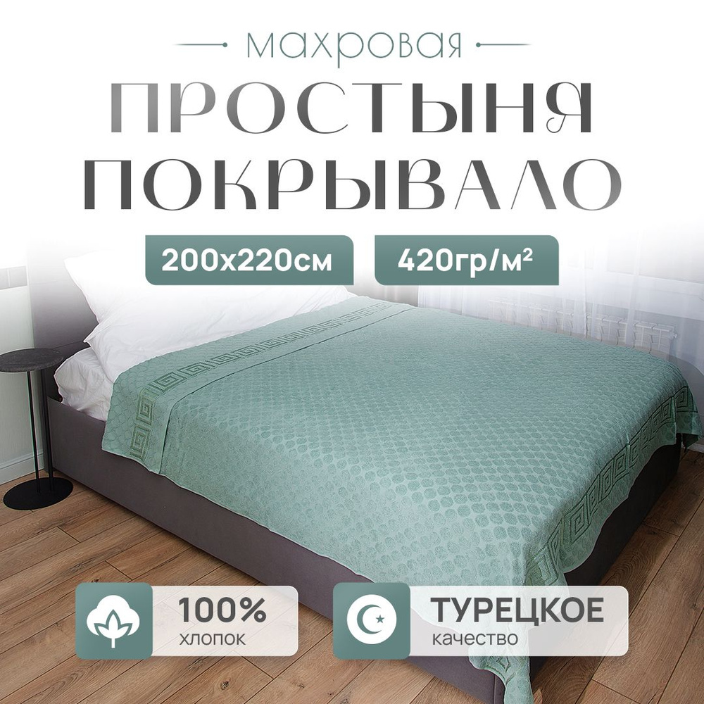 Простыня махровая PARISA HOME, 200x220 см, махровая ткань, хлопок 100%, ЕВРО  #1