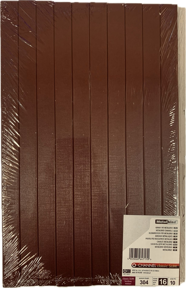 Каналы OPUS Металбинд (10шт) с покрытием "ткань" 16 мм Classic Slim бордовые  #1