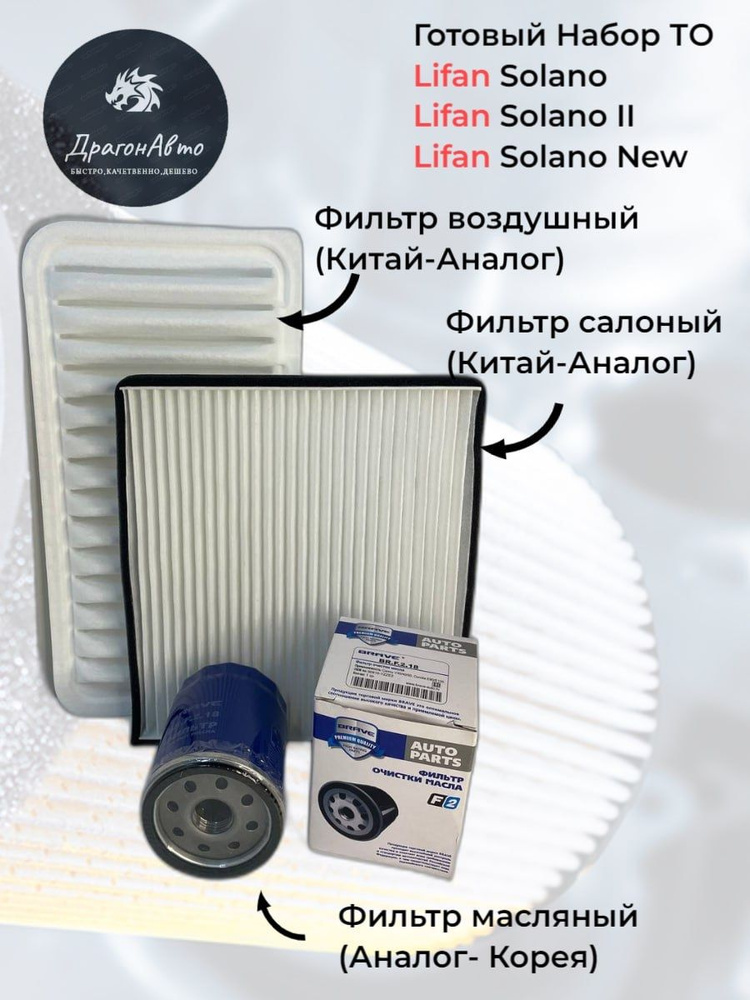 Комплект ТО (фильтр масляный+воздушный+салонный) Lifan Solano / Лифан Солано  #1