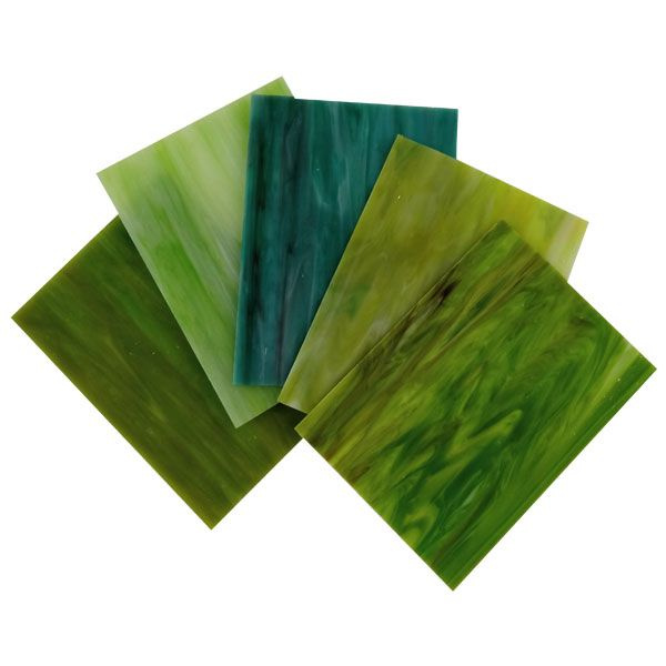 Цветное стекло для мозаики и витражей Тиффани Green Wood 5 шт. 11 на 15 см.  #1