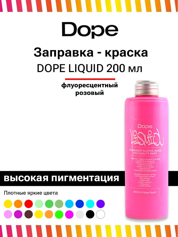 Заправка для маркеров и сквизеров граффити Dope Liquid paint 200 мл флюр розовый  #1