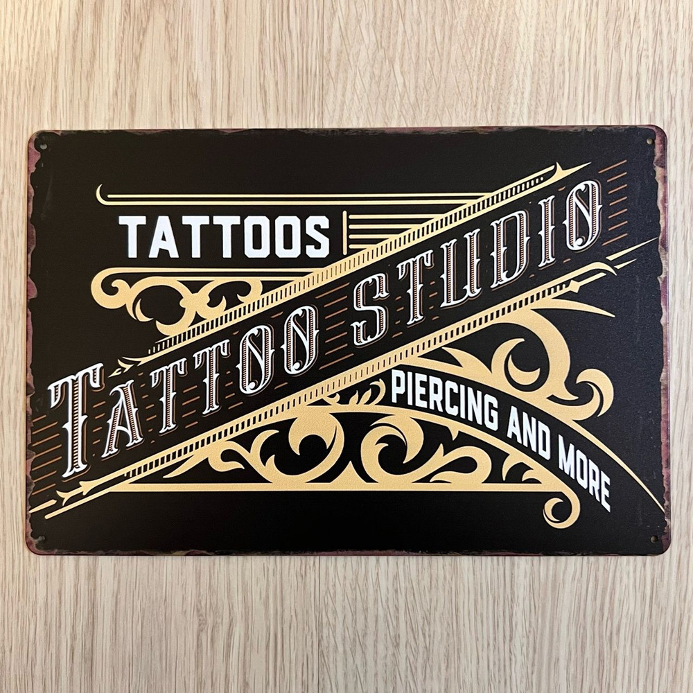 Табличка металлическая интерьерная Tattoo Studio Тату студия  #1