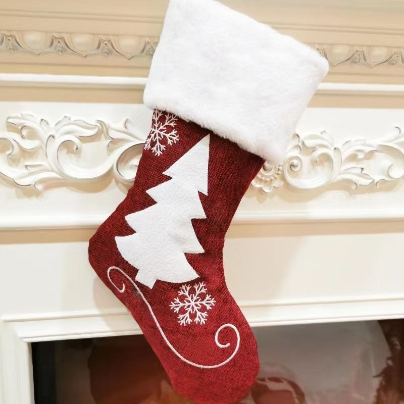 Новогодний чулок (рождественский носок) красный с ёлкой 1 шт.  #1