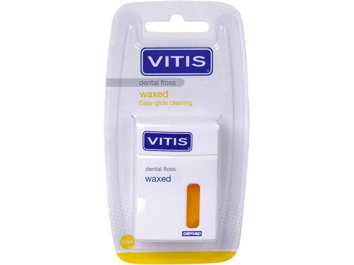 Межзубная нить, 50 м VITIS Waxed Dental Floss, yellow #1