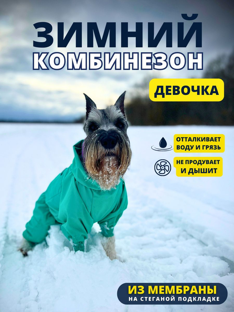 Комбинезон зимний для собак средних пород SNOW plus, 45+ж (сука), зеленый, 2XL+  #1