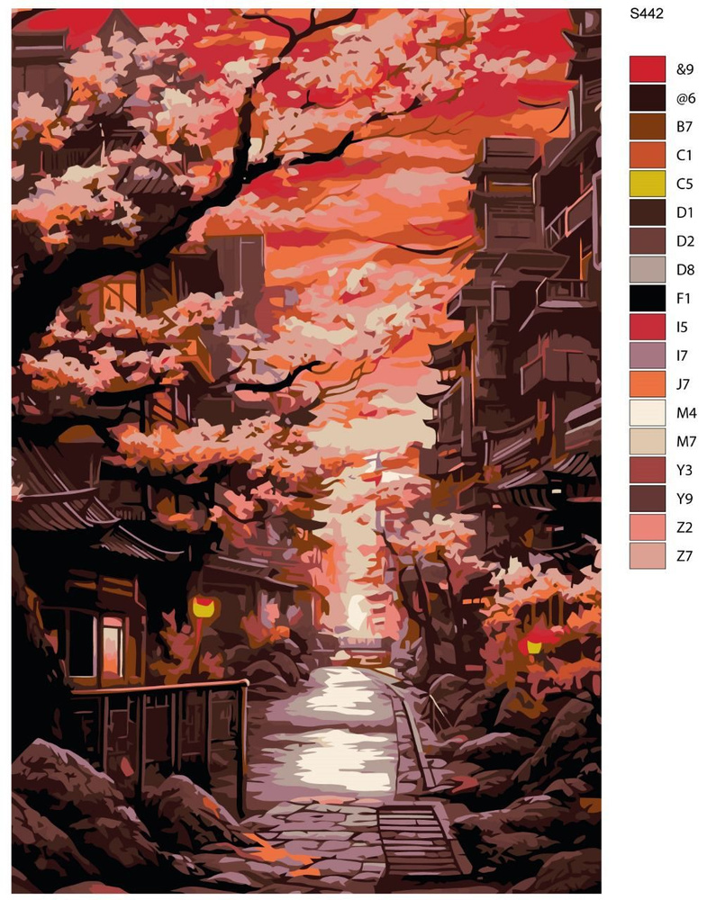 Картина по номерам S442 "Япония во время цветения сакуры" 40x60 см  #1