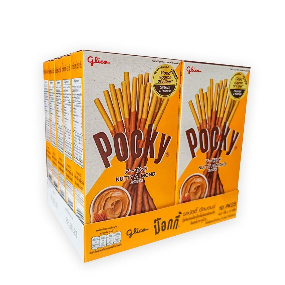 Печенье Pocky Almond 10шт по 37гр / Покки шоколадные палочки со вкусом Миндаль Тайланд  #1