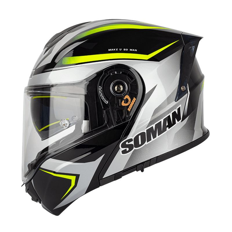 Soman Шлем снегоходный с электроподогревом визора SM965 серебристо-желтый M  #1