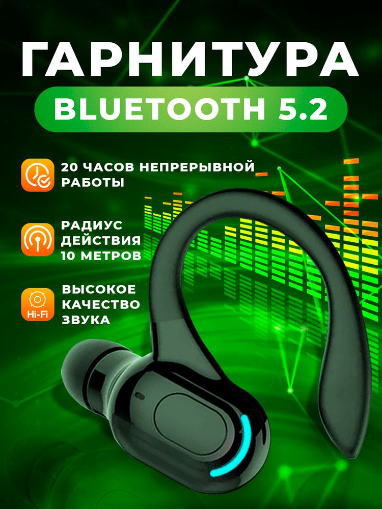 Беспроводная bluetooth 5,2 Гарнитура спортивная черная правая с шумоподавлением для android ios  #1