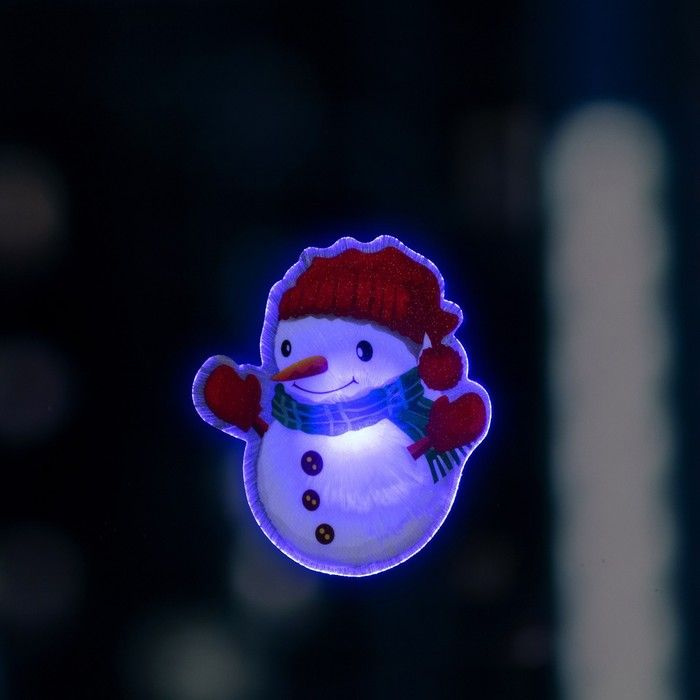 Светодиодная игрушка новогодняя Luazon Lighting "Снеговик", на липучке, 7,5х8,5 см, батарейки LR44х3, #1
