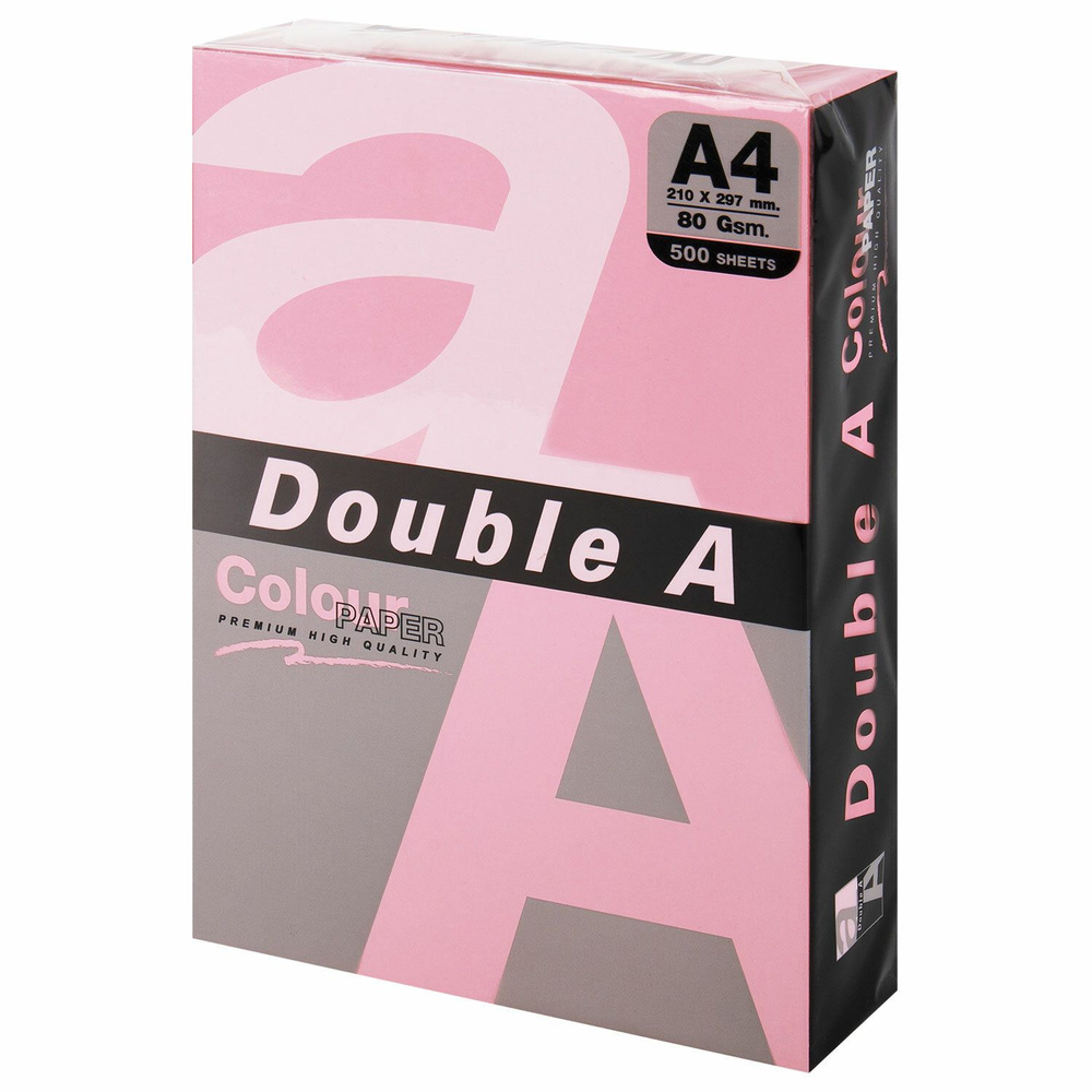 1 шт! Бумага цветная DOUBLE A, А4, 80 г/м2, 500 л., пастель, розовая  #1