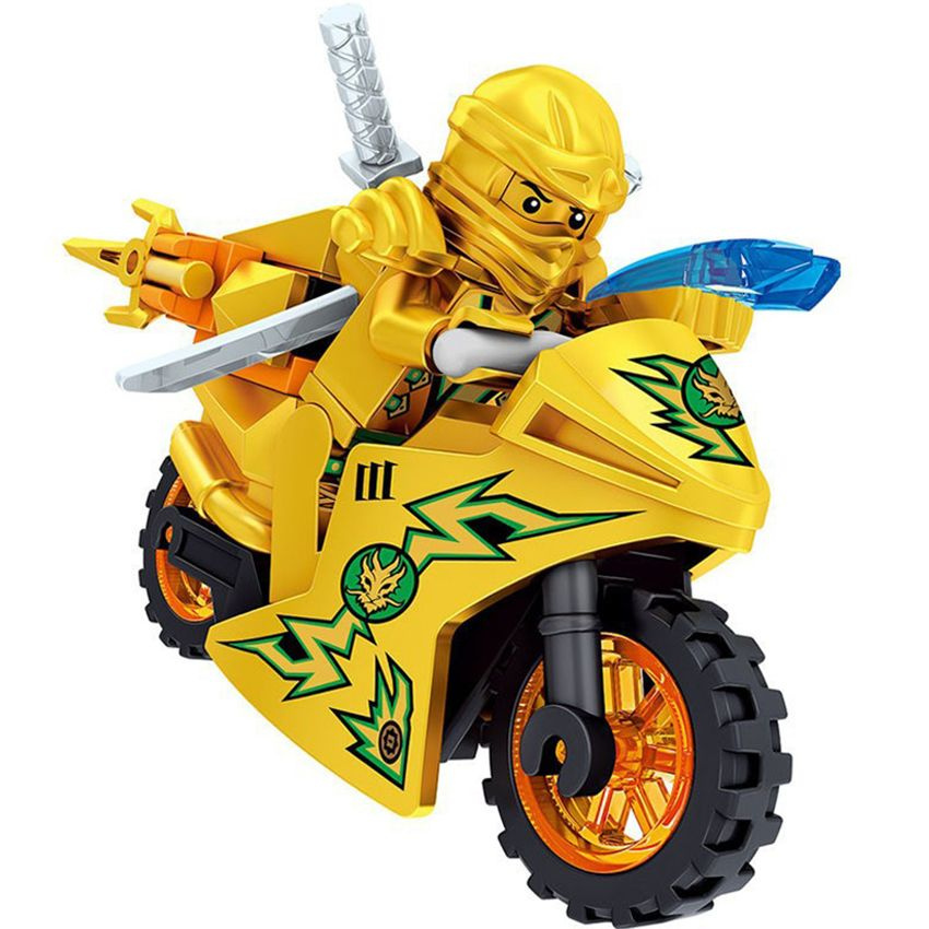 Фигурка Ninja Ниндзяго, Золотой Ллойд на мотоцикле, конструктор для мальчиков  #1