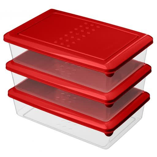 Набор контейнеров для продуктов "Asti" прямоугольных 0,75л х 3 шт. красный  #1