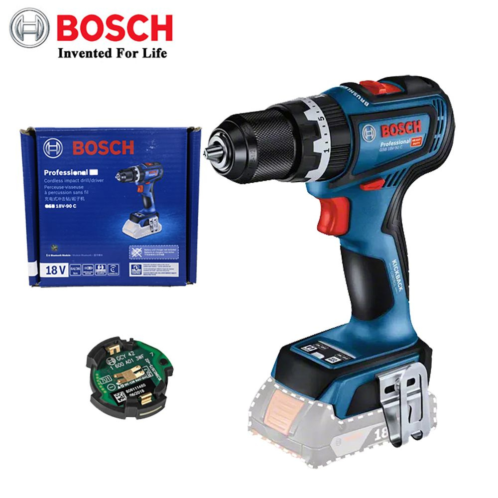 Аккумуляторный ударный дрель шуруповерт Bosch GSB 18V-90 C,Бесщеточный двигатель, Bluetooth, 64 Нм, 0 #1