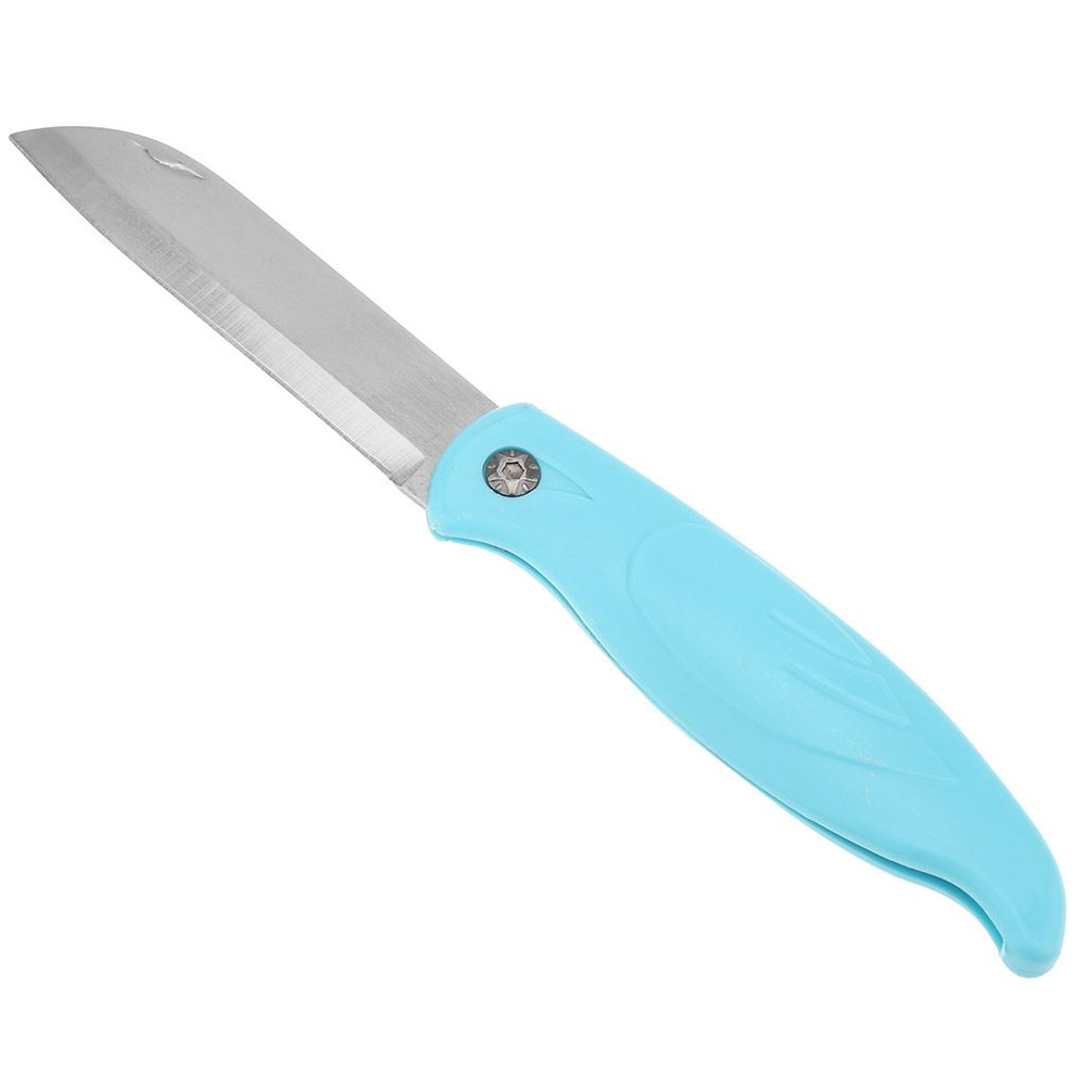 Нож складной из нержавеющей стали Ярослав 75мм цветная пластмассовая ручка в п/эт пакете : голубой мятный #1