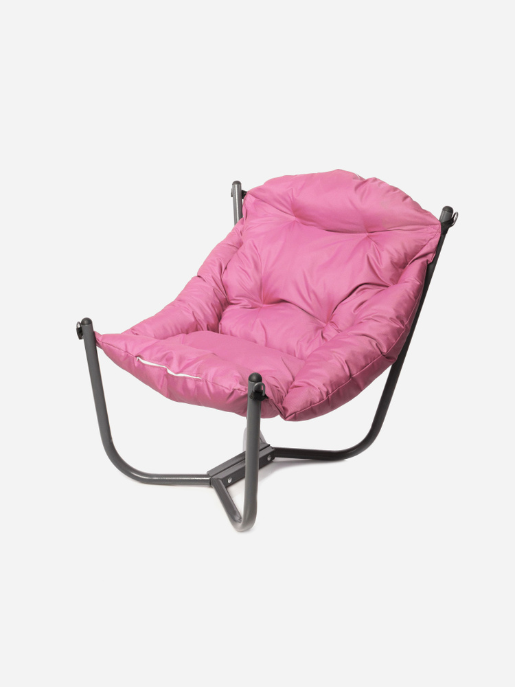 Мягкое кресло для дачи и дома Гамак серое розовая подушка  #1