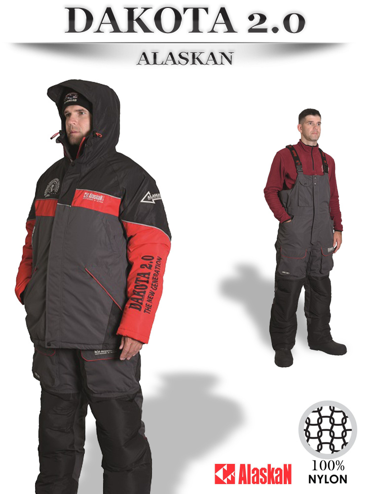 Костюм зимний Alaskan Dakota 2.0 красный/серый/черный XL (куртка+полукомбинезон)  #1
