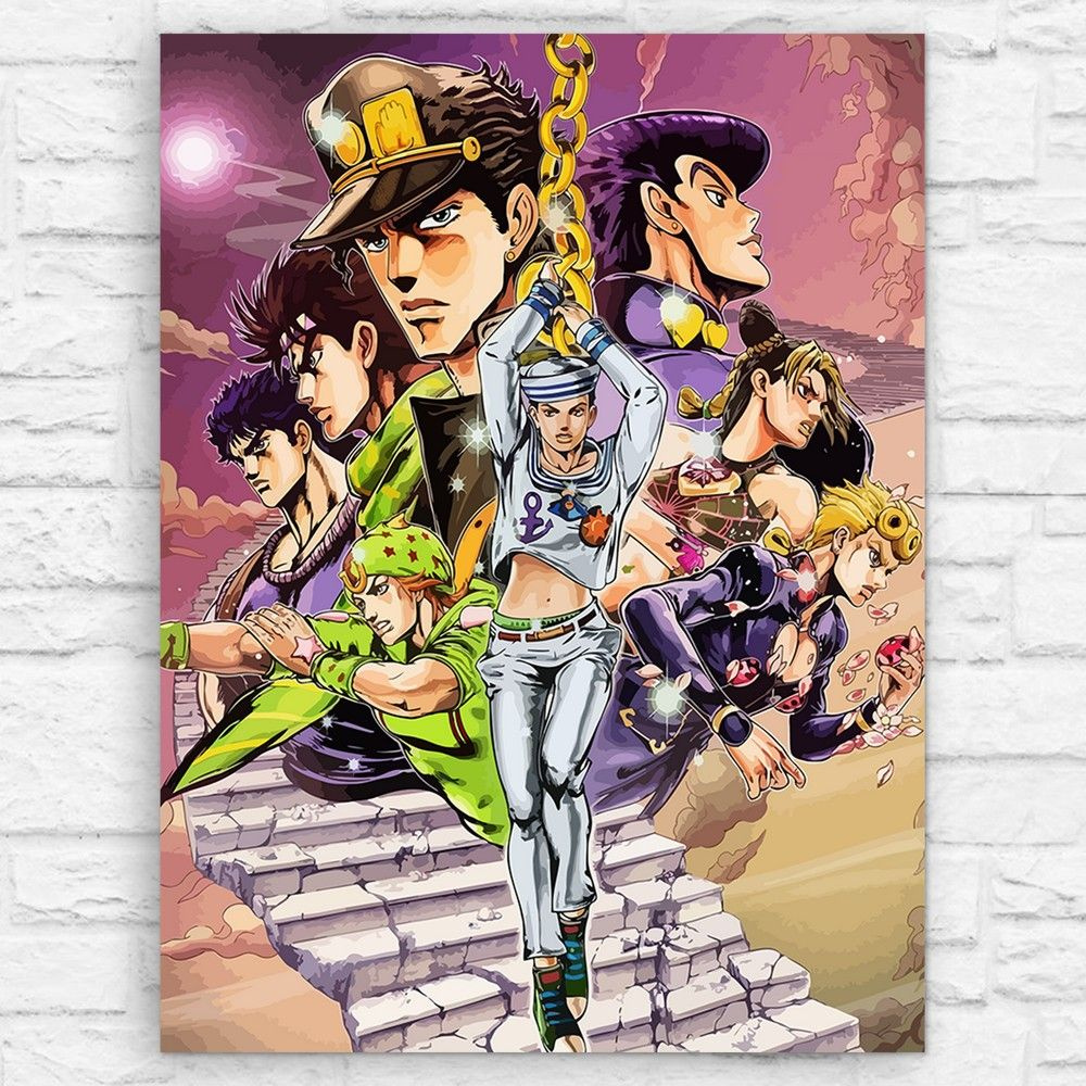 Картина по номерам на холсте аниме JoJo (ДжоДжо, Джотаро) - 13541 В 60x80  #1