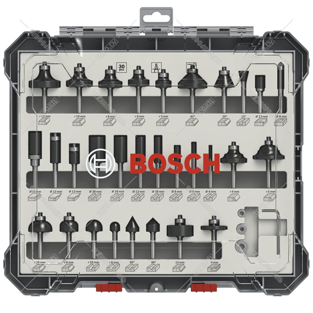 Набор фрез по дереву хв. 6 мм (30 шт) BOSCH 2607017474 #1