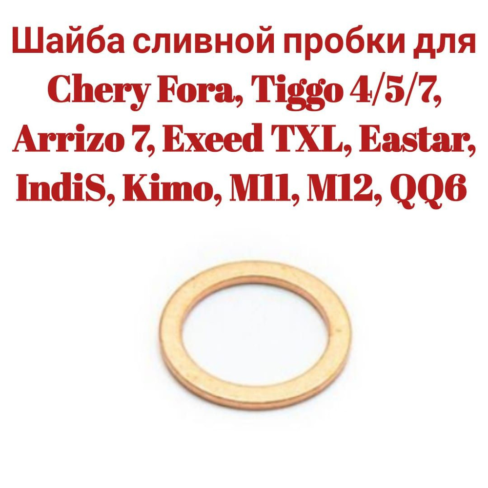 Шайба сливной пробки для Chery Fora, Tiggo 4/5/7, Arrizo 7, Exeed TXL QQ6 481H1002041  #1