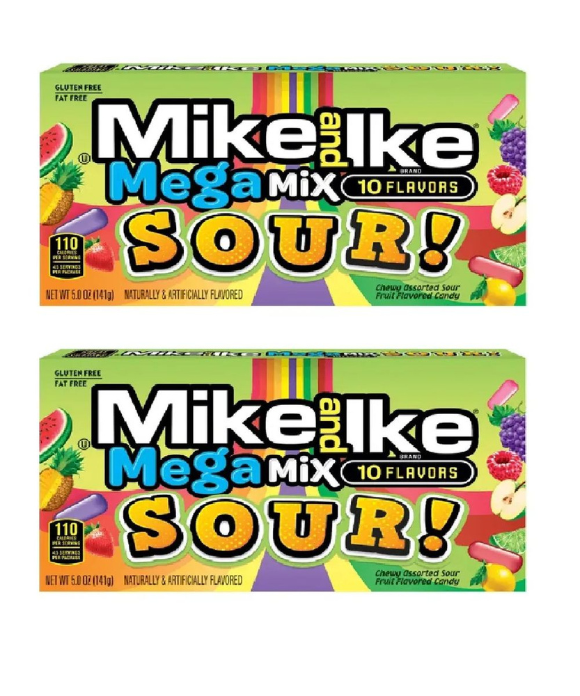 Конфеты жевательные Mike and Ike Кислый Мега Микс 141 г х 2 шт #1