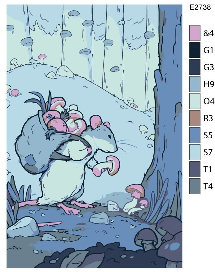 Детская картина по номерам E2738 "Крыса собирает грибы" 20x30  #1