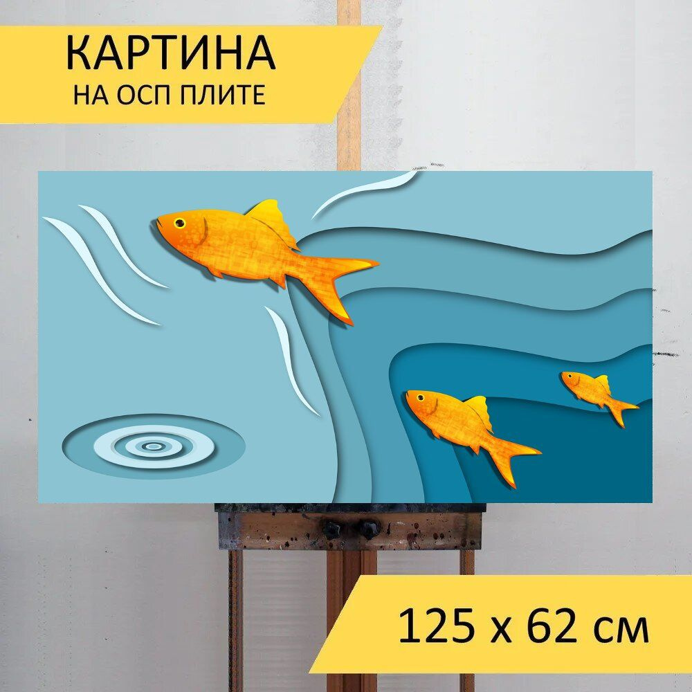 LotsPrints Картина "Рыбы, вода, море 08", 125  х 62 см #1