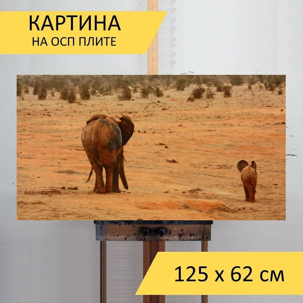LotsPrints Картина "Слон, детка, животное 81", 125  х 62 см #1
