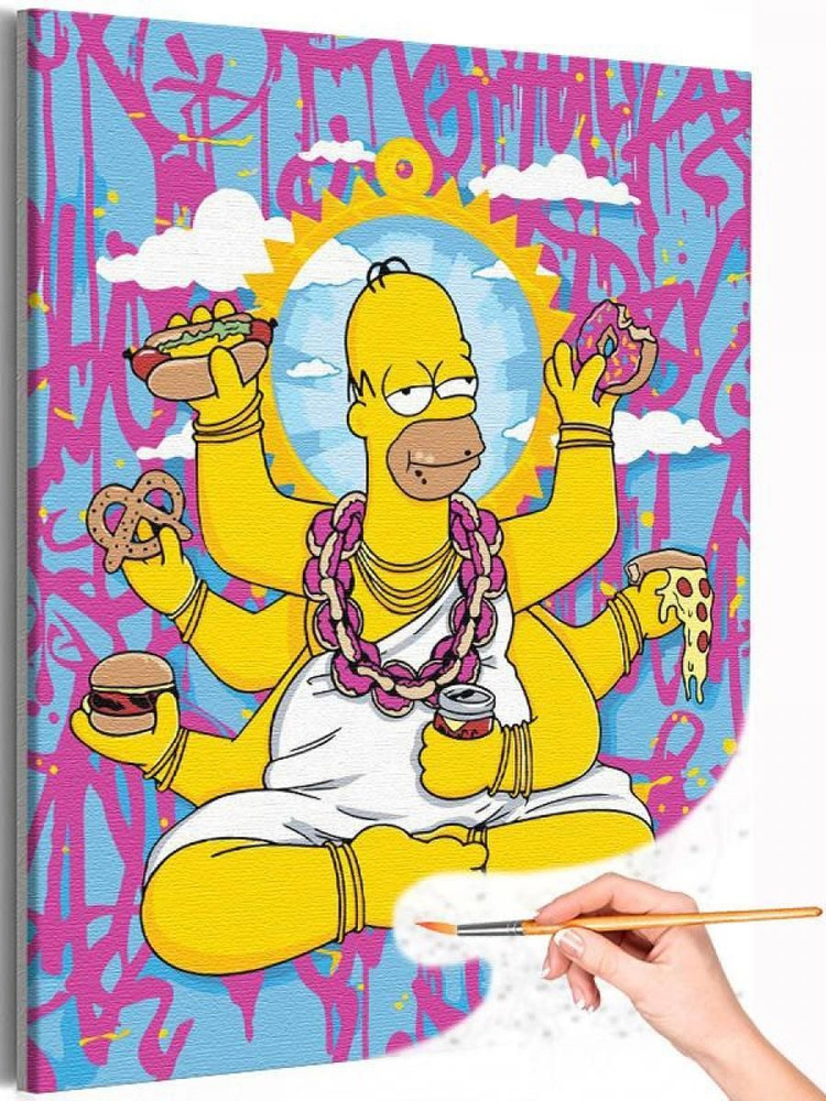 Картина по номерам 'Гомер с пончиком, изобилие / 40х50' #1